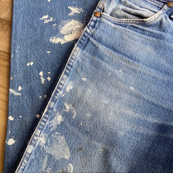 Vintage Distressed Painted Wrangler Denim Jeans Western High Rise 32 x 30 10 - Picture 4 of 7